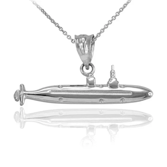 14K Solid Gold USS Marines Submarine Pendant - Yellow, Rose, or White